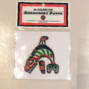 3" Killerwhale Embroidered Patch designed by Indigenous Artist Corey Bulpitt